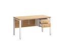 Стол прямой, подвесная тумба, ЛДСП экран, П-опора 1800x700x750 RM031-18x7 Вяз Швейцарский светлый/Белый