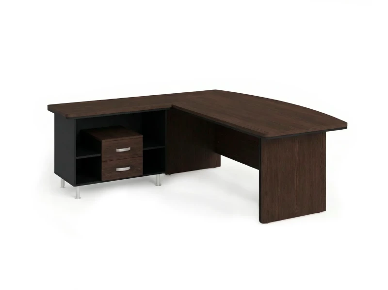 BRL RB070-180x200L Стол руководителя угловой L с тумбой 2 ящика 1800х2000х760 Венге/Черный