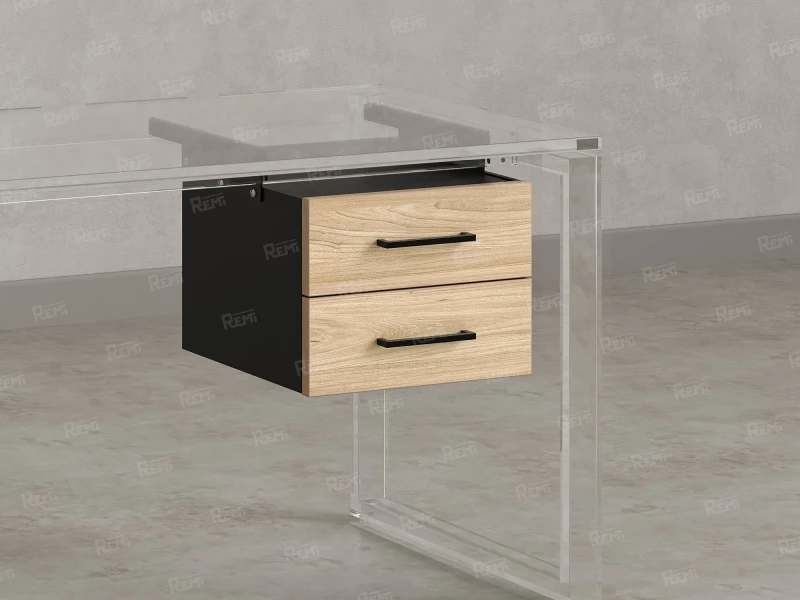 Тумба подвесная, два ящика 400x452x300 RM201-16х8 Вяз Швейцарский Светлый/Черный