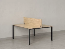 Бенч-система, 2 рабочих места, с одним экраном ЛДСП 1200x1400x750 RM165-2-12x14 Вяз Швейцарский светлый/Черный