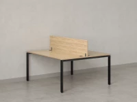 Бенч-система, 2 рабочих места, с одним экраном ЛДСП 1200x1400x750 RM165-2-12x14 Вяз Швейцарский светлый/Черный