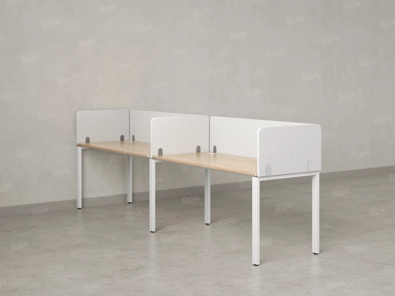 Бенч-система в 1 ряд, 2 рабочих места 5 тканевых экранов 2700x800x750 RM167-1-27x8 Вяз Швейцарский светлый/Белый