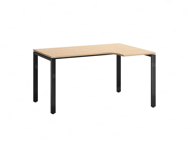 Стол угловой, П-опора, правый 1400x900/1200x750, RM052-14x9-12 Вяз Швейцарский светлый/Черный