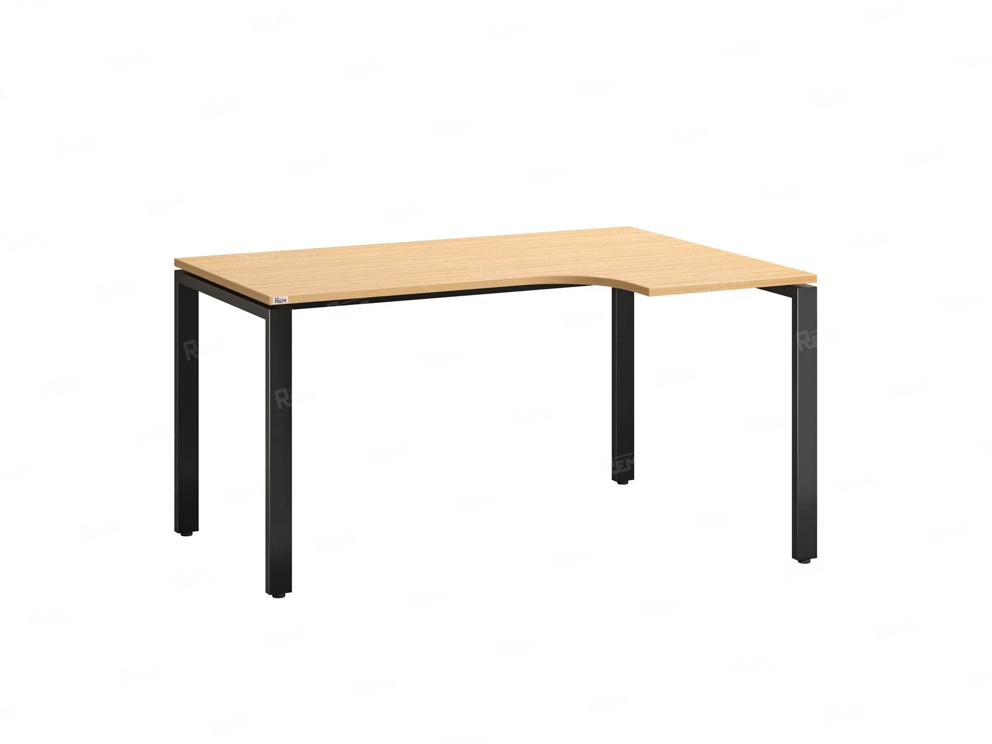 Стол угловой, П-опора, правый 1400x900/1200x750, RM052-14x9-12 Вяз Швейцарский светлый/Черный