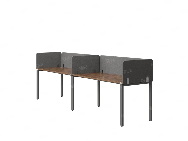 Бенч-система в 1 ряд, 2 рабочих места 5 тканевых экранов 3600x800x750 RM167-1-36x8 Дуб Юстус/Серый