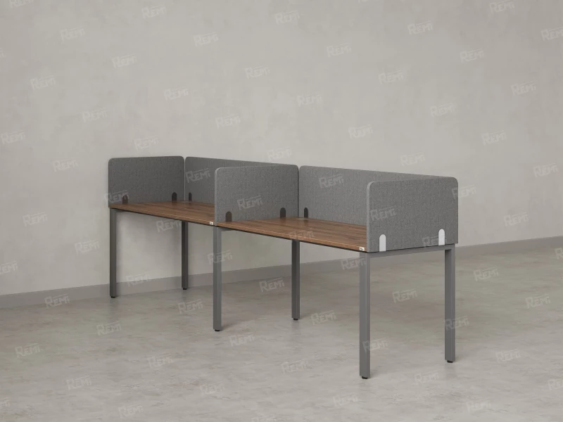 Бенч-система в 1 ряд, 2 рабочих места 5 тканевых экранов 3600x800x750 RM167-1-36x8 Дуб Юстус/Серый