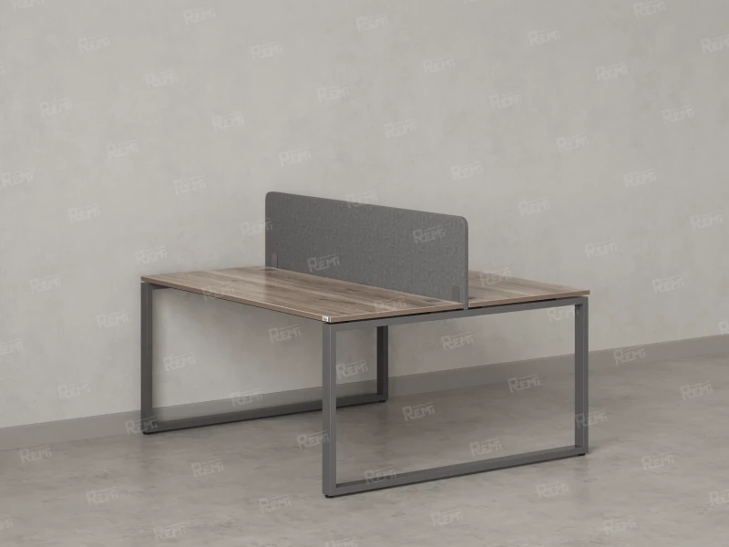 Бенч-система, 2 рабочих места, с одним тканевым экраном 1400x1400x750 RM169-1-14x14 Дуб Маувелла/Серый