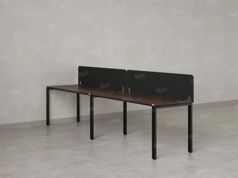 Бенч-система в 1 ряд, 2 рабочих места 2 тканевых экранов 3200x800x750 RM167-3-32x8 Дуб Апрельский шоколад/Черный