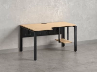 Стол угловой, экран металл, П-опора, левый 1600x900/1200x750, RM059-16x9-12 Вяз Швейцарский светлый/Черный