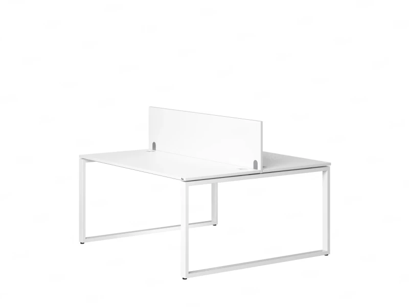 Бенч-система, 2 рабочих места, с одним экраном ЛДСП 1400x1200x750 RM169-2-14x12 Белый/Белый