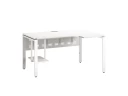 Стол угловой, экран металл, П-опора, правый 1400x800/1000x750, RM058-14x8-10 Белый/Белый