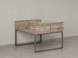 Бенч-система, 2 рабочих места, 5 ЛДСП экранов 1000x1600x750 RM169-4-10x16 Дуб Маувелла/Серый