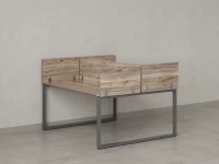 Бенч-система, 2 рабочих места, 5 ЛДСП экранов 1000x1600x750 RM169-4-10x16 Дуб Маувелла/Серый