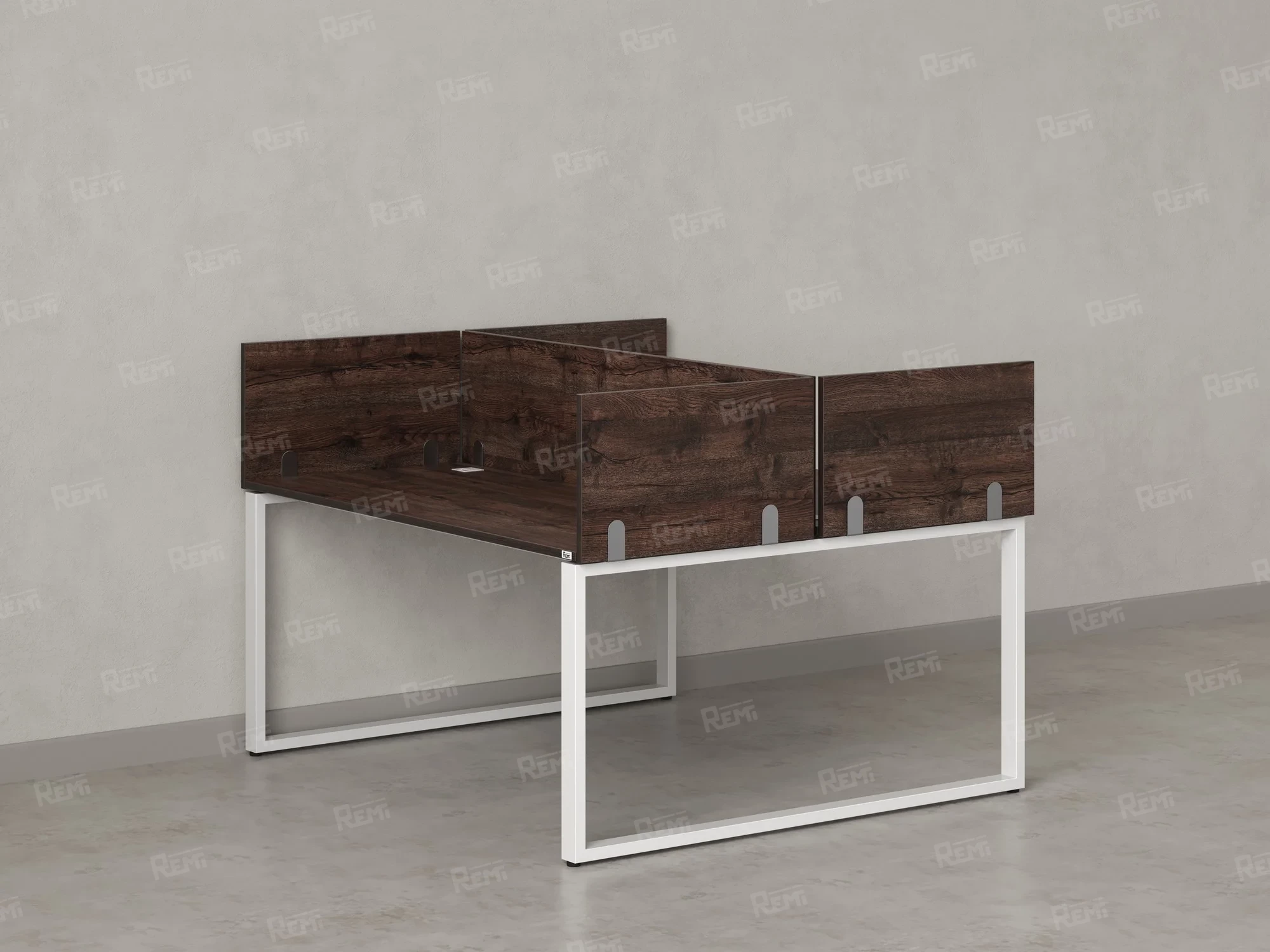 Бенч-система, 2 рабочих места, 5 ЛДСП экранов 1600x1200x750 RM169-4-16x12 Дуб Апрельский шоколад/Белый