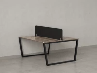 Бенч-система, 2 рабочих места, с одним тканевым экраном 1400x1400x750 RM172-1-14x14 Дуб Маувелла/Черный