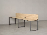 Бенч-система в 1 ряд, 2 рабочих места 2 ЛДСП экранов 2400x600x750 RM168-4-24x6 Вяз Швейцарский светлый/Серый