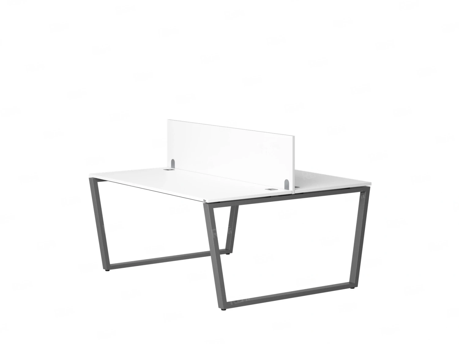 Бенч-система, 2 рабочих места, с одним экраном ЛДСП 1400x1200x750 RM172-2-14x12 Белый/Серый