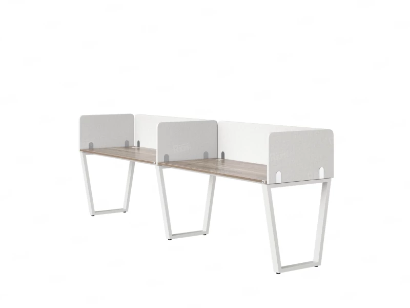 Бенч-система в 1 ряд, 2 рабочих места 5 тканевых экранов 2000x700x750 RM174-1-20x7 Дуб Маувелла/Белый