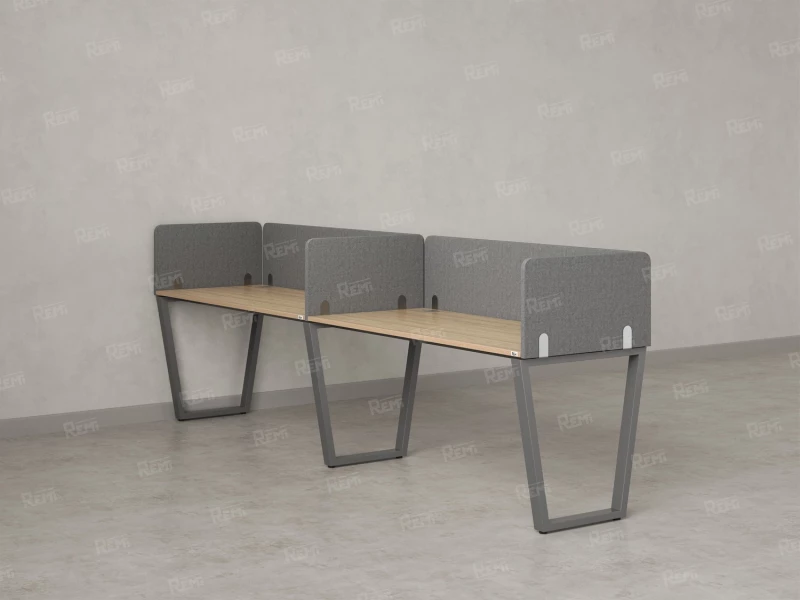 Бенч-система в 1 ряд, 2 рабочих места 5 тканевых экранов 2700x800x750 RM174-1-27x8 Вяз Швейцарский светлый/Серый