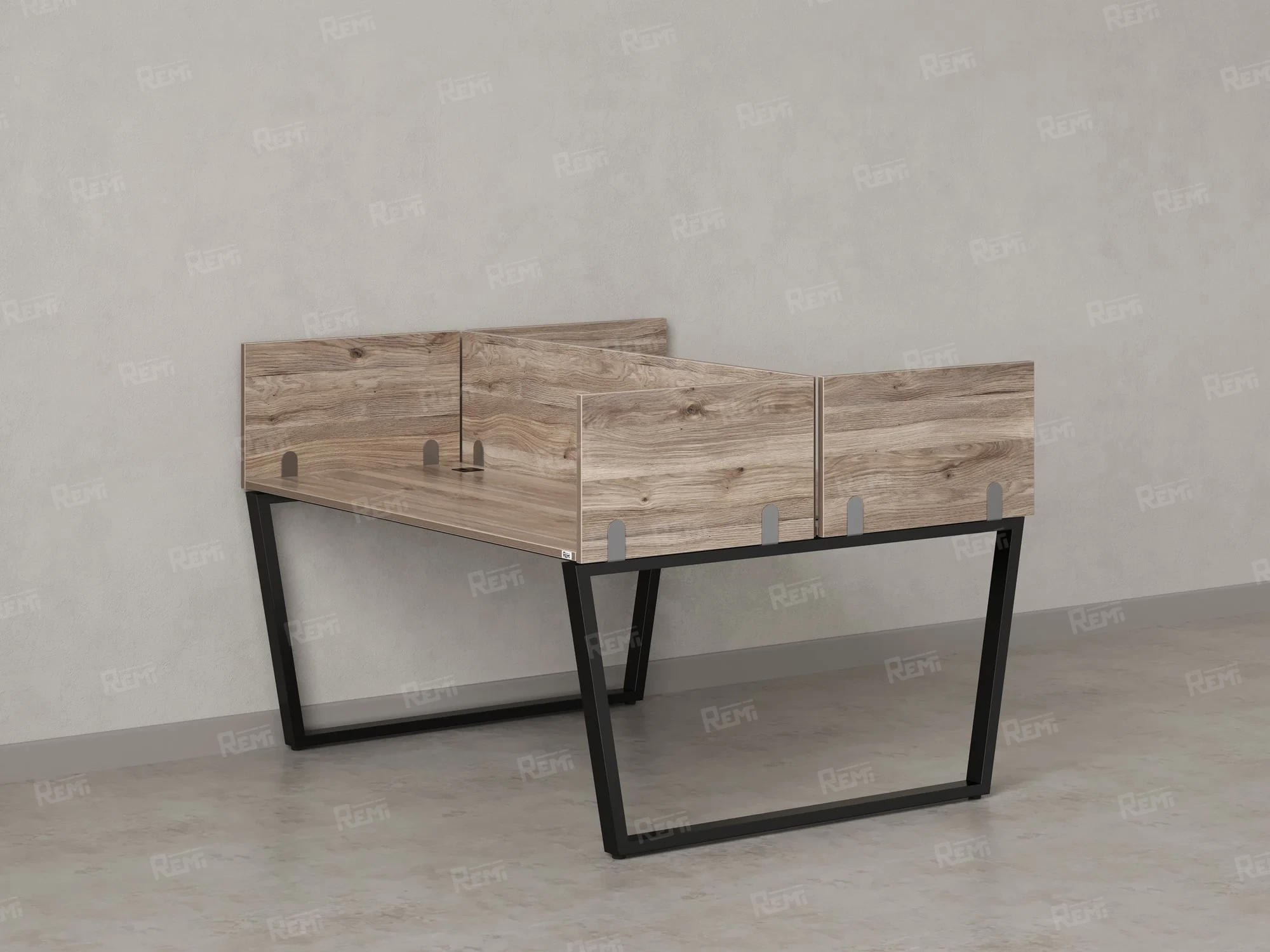 Бенч-система, 2 рабочих места, 5 ЛДСП экранов 1000x1600x750 RM172-4-10x16 Дуб Маувелла/Черный