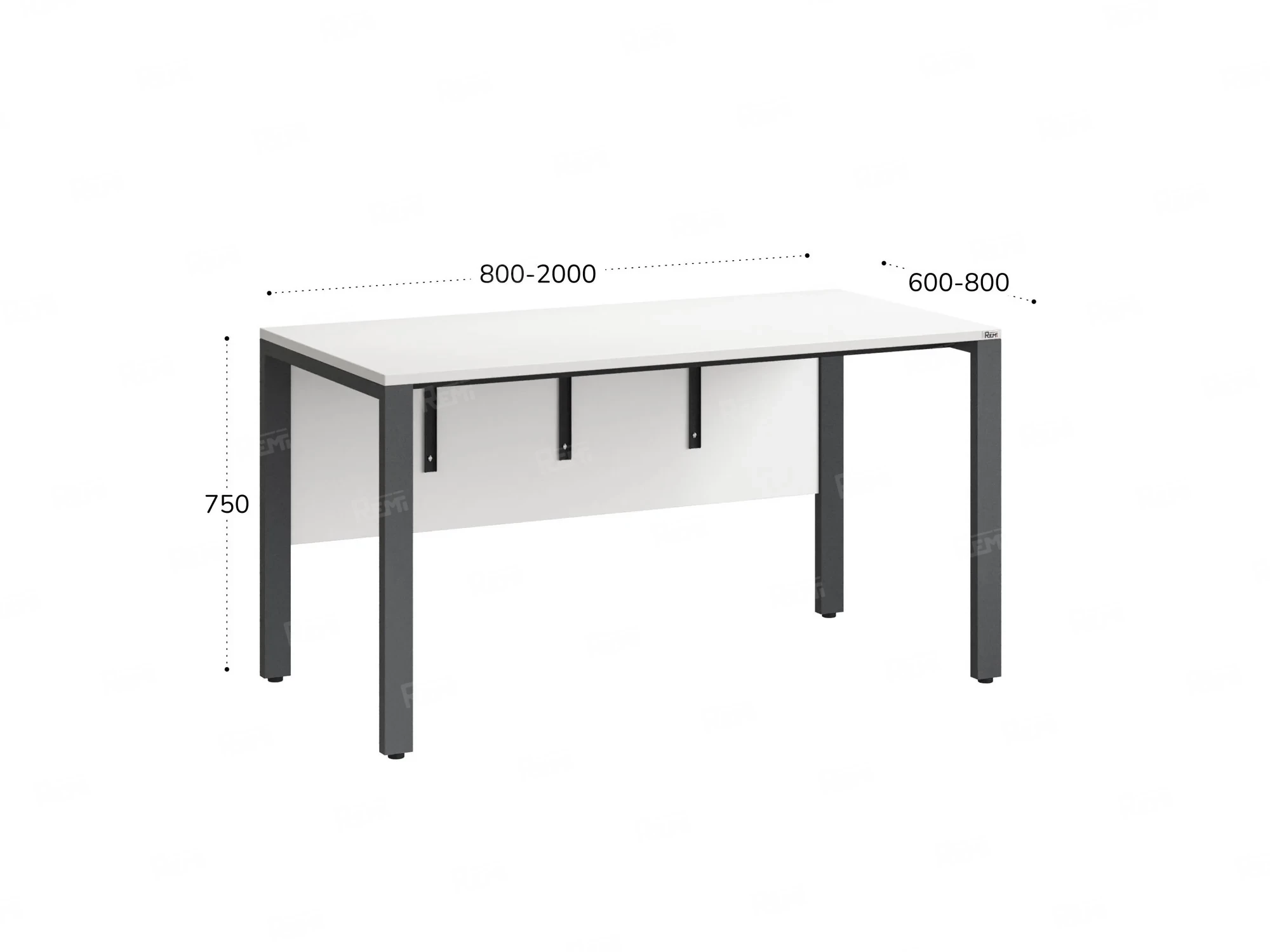 Стол прямой на П-образных опорах, экран ЛДСП 1200x800x750 RM005-12x8 Белый/Серый