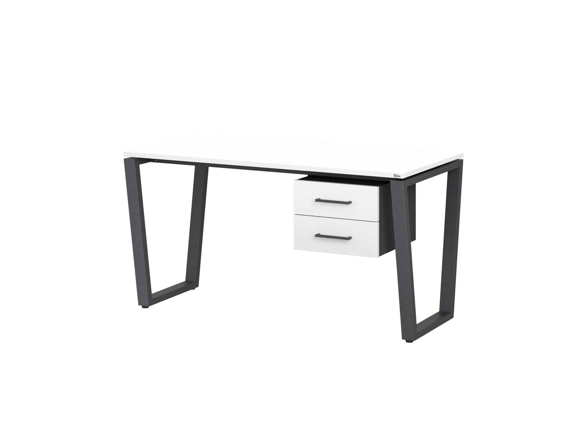 Стол прямой с подвесной тумбой 2 ящика, U-опора 1600x700x750 RM035-16x7 Белый/Серый