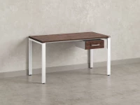 Стол прямой с подвесной тумбой, П-опора 2000x700x750 RM038-20x7 Дуб Апрельский шоколад/Белый