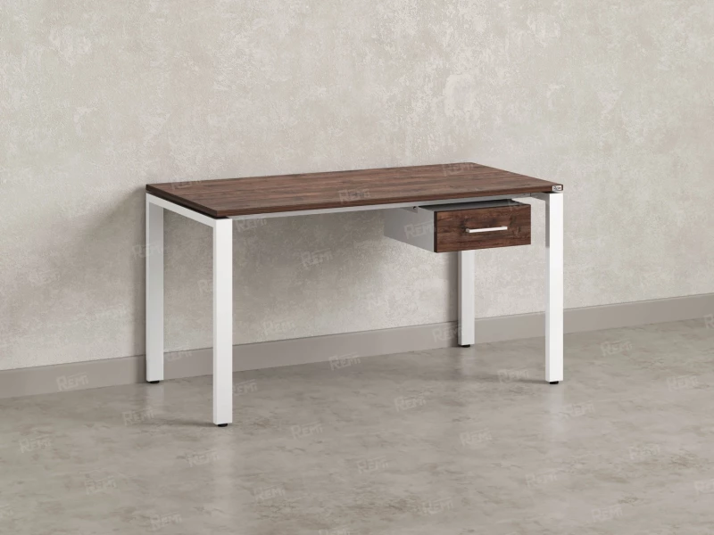 Стол прямой с подвесной тумбой, П-опора 2000x700x750 RM038-20x7 Дуб Апрельский шоколад/Белый