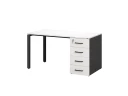 Стол прямой с тумбой на П-образных опоре, правый 1800x700x750 RM103-18x7 Белый/Черный