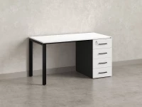 Стол прямой с тумбой на П-образных опоре, правый 1800x700x750 RM103-18x7 Белый/Черный