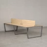 Бенч-система, 4 рабочих места, на U-образных опорах, 2 ЛДСП экранов 1200x1200x750 RM173-4-12x12 Вяз Швейцарский светлый/Серый