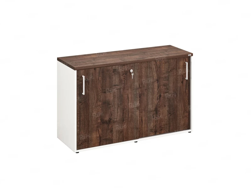 Низкий шкаф-купе на регулируемых опорах 1200x420x750 RM125-120x42 Дуб Апрельский шоколад/Белый