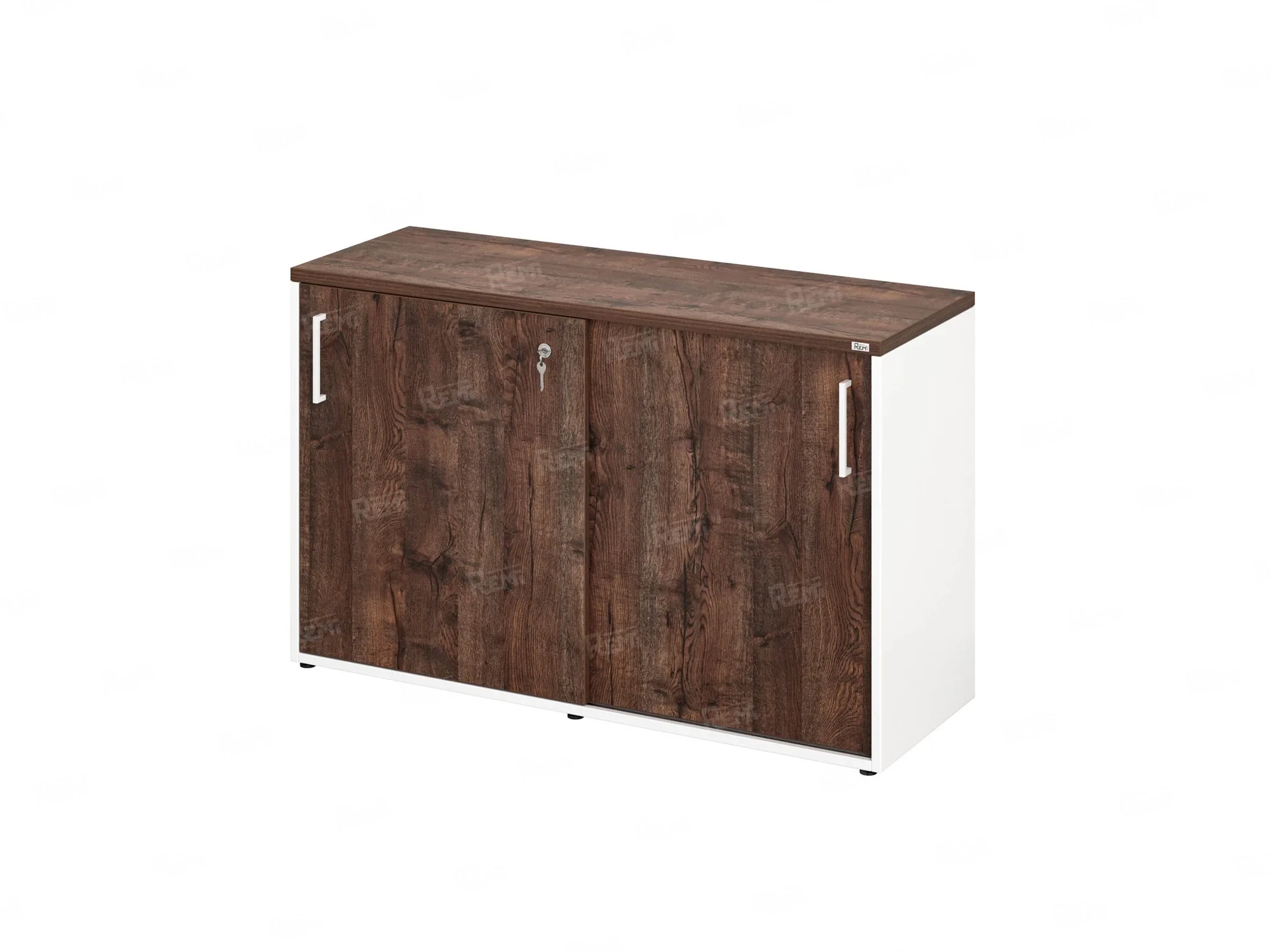 Низкий шкаф-купе на регулируемых опорах 1200x420x750 RM125-120x42 Дуб Апрельский шоколад/Белый