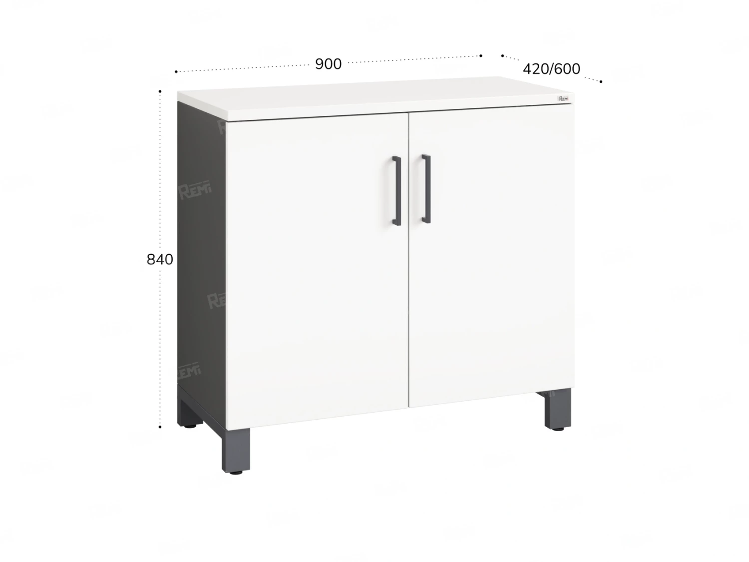 Шкаф низкий распашной, 2 уровня 900x420x850 RM147-90x42 Белый/Серый