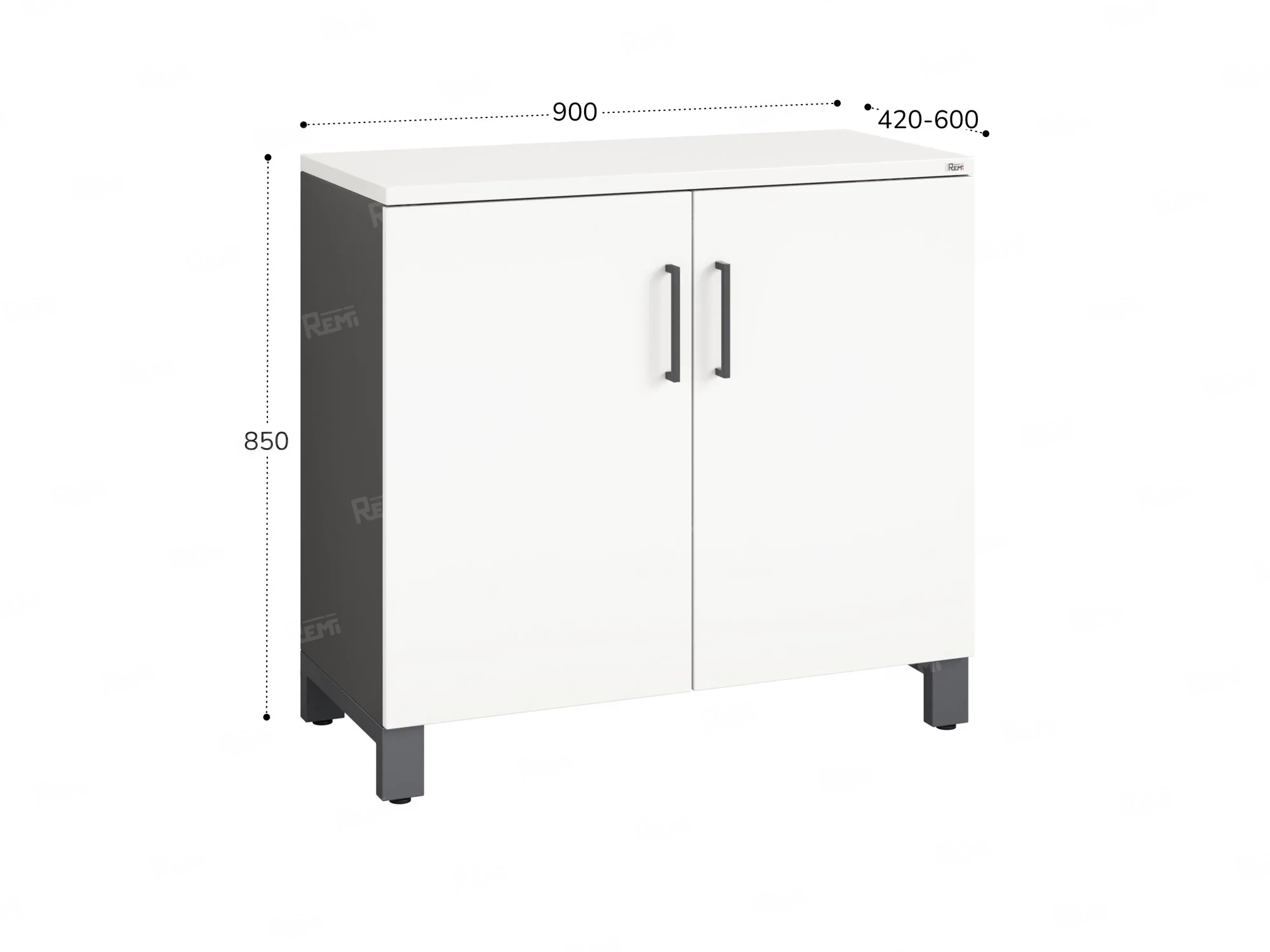 Шкаф низкий распашной, 2 уровня 900x420x850 RM147-90x42 Белый/Серый