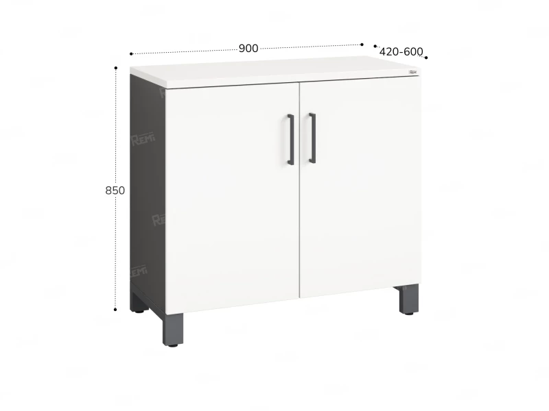 Шкаф низкий распашной, 2 уровня 900x420x850 RM147-90x42 Белый/Серый