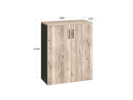 Шкаф распашной, регулируемые опоры, 3 уровня 900x420x1100 RM150-90x42 Дуб Маувелла/Черный