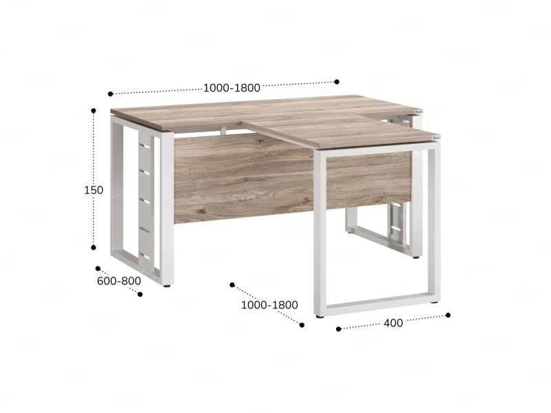 Стол с брифингом с парящей столешницей на О-образных опорах с экраном ЛДСП RM045-14x7 1400x2100x750 Дуб Маувелла/Белый