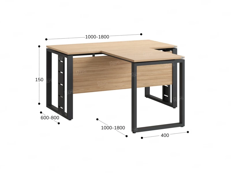 Стол с брифингом с парящей столешницей на О-образных опорах с экраном ЛДСП RM045-18x8 1800x2600x750 Вяз Швейцарский светлый/Серый