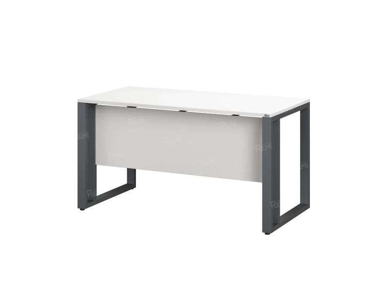 Стол прямой на О-образных опорах с экраном ЛДСП 1600x800x750 RM041-16x8 Белый/Серый