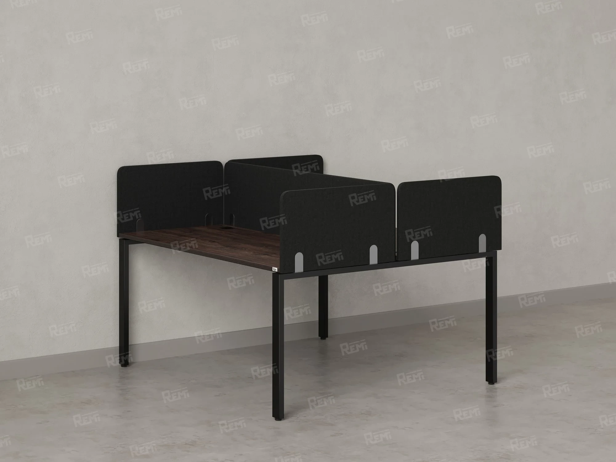 Бенч-система, 2 рабочих места, на П-образных опорах, 5 тканевых экрана 1000x1400x750 RM165-3-10x14 Дуб Апрельский шоколад/Черный