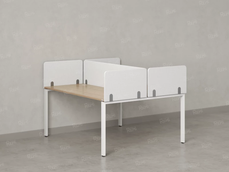 Бенч-система, 2 рабочих места, на П-образных опорах, 5 тканевых экрана 1400x1600x750 RM165-3-14x16 Вяз Швейцарский светлый/Белый