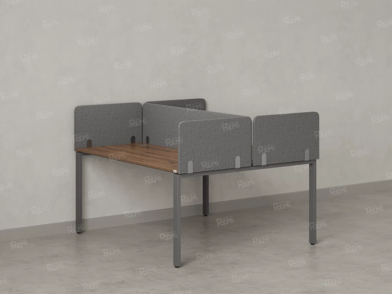 Бенч-система, 2 рабочих места, на П-образных опорах, 5 тканевых экрана 1800x1600x750 RM165-3-18x16 Дуб Юстус/Серый