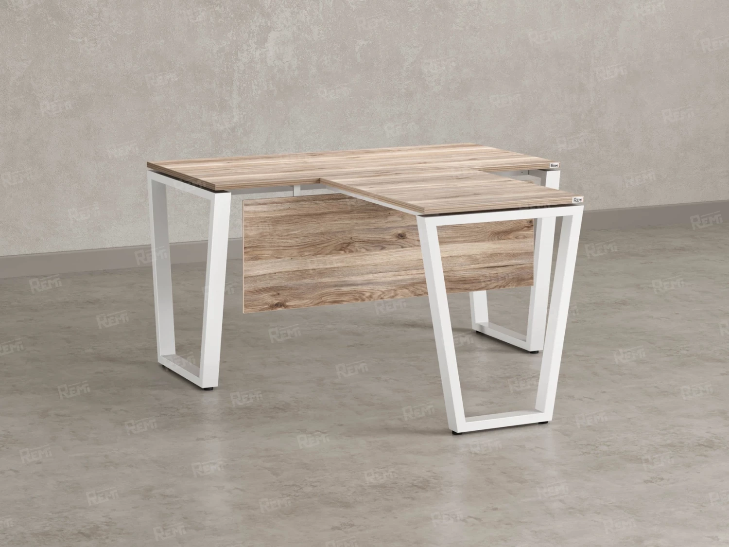 Стол с брифингом с парящей столешницей на U-образных опорах с экраном ЛДСП RM047-14x6 1400x2000x750 Дуб Маувелла/Белый