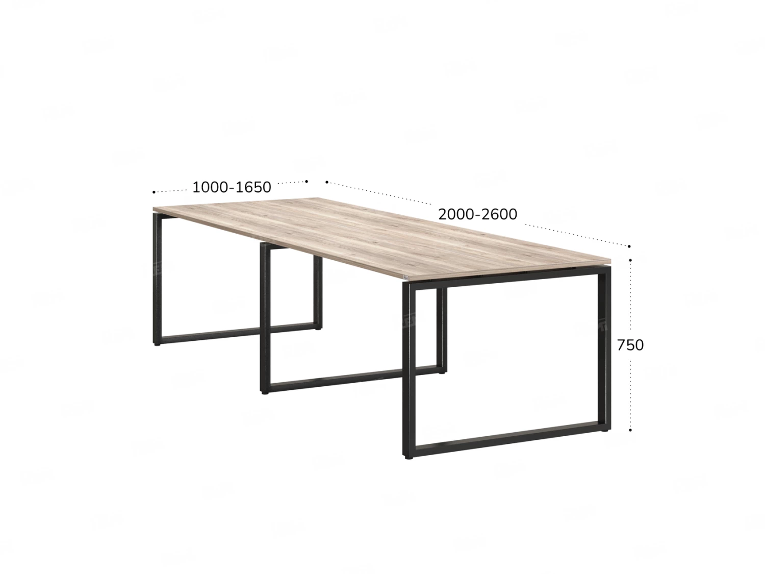 Cтол для переговоров, на О-обазном каркасе 2300x1400x750 RM081-230x140 Дуб Маувелла/Черный