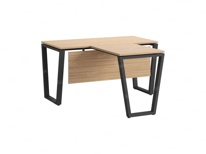 Стол с брифингом с парящей столешницей на U-образных опорах с экраном ЛДСП RM047-18x7 1800x2500x750 Вяз Швейцарский светлый/Серый