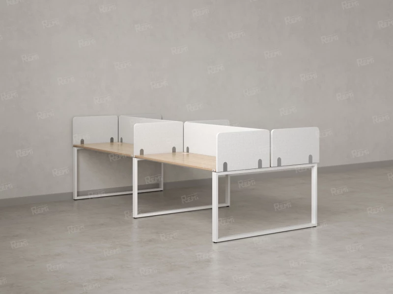 Бенч-система, 4 рабочих места, на О-образных опорах, 8 тканевых экранов 2400x1200x750 RM170-1-12x12 Вяз Швейцарский светлый/Белый