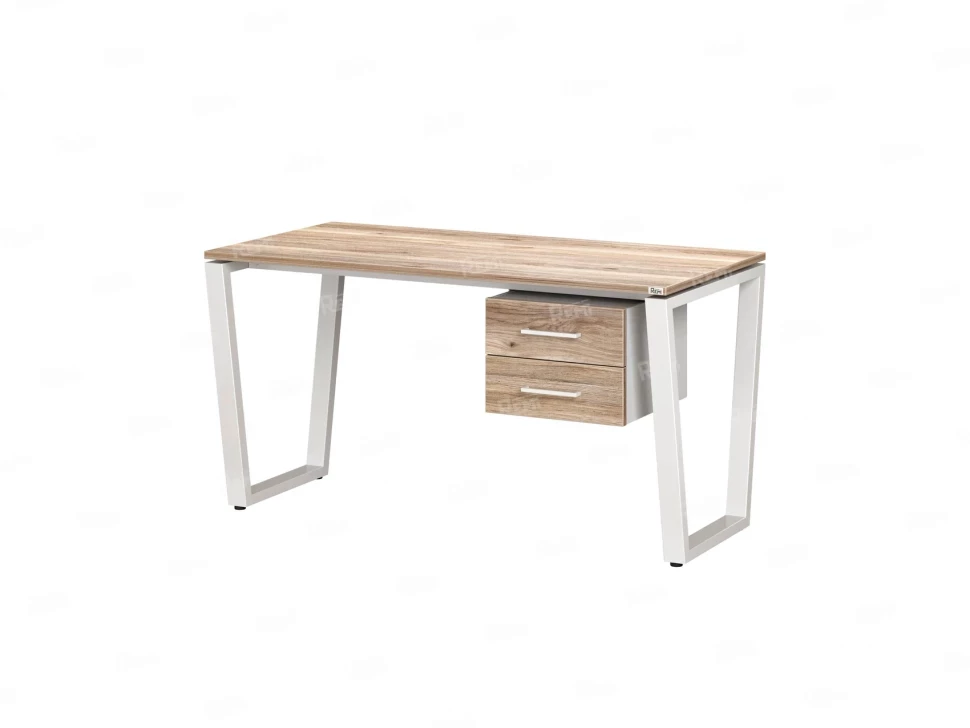 Стол прямой с подвесной тумбой 2 ящика, U-опора 1800x600x750 RM035-18x6 Дуб Маувелла/Белый