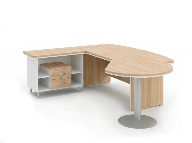 BRL RB072-215x200L Стол рук-ля L угловой с брифингом и тумбой 2 ящика 2150х2000х760 Акация/Белый