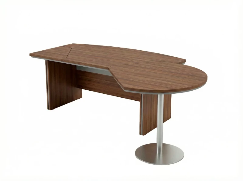 BRL RB069-255x150R Стол рук-ля с брифингом R 2550х1500х760 Орех Вармия/Серый вулканический